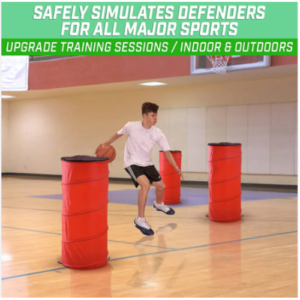 Pop Up Defender Portable and Collapsible Sports Training Equipment for Basketball, Football and Soccer with Built-In Storage